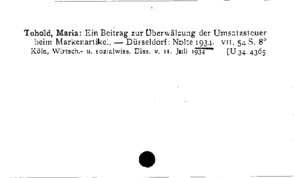 [Katalogkarte Dissertationenkatalog bis 1980]