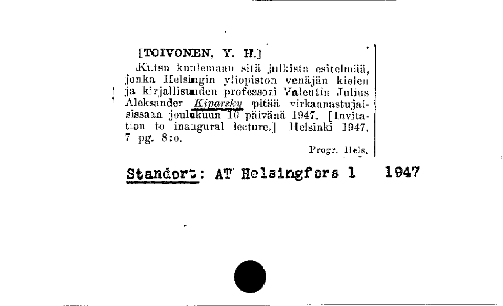 [Katalogkarte Dissertationenkatalog bis 1980]