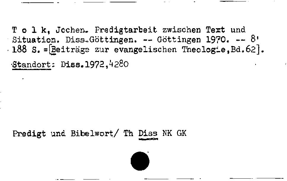 [Katalogkarte Dissertationenkatalog bis 1980]