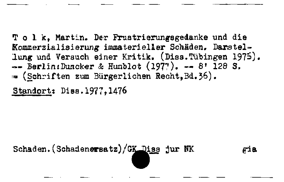 [Katalogkarte Dissertationenkatalog bis 1980]