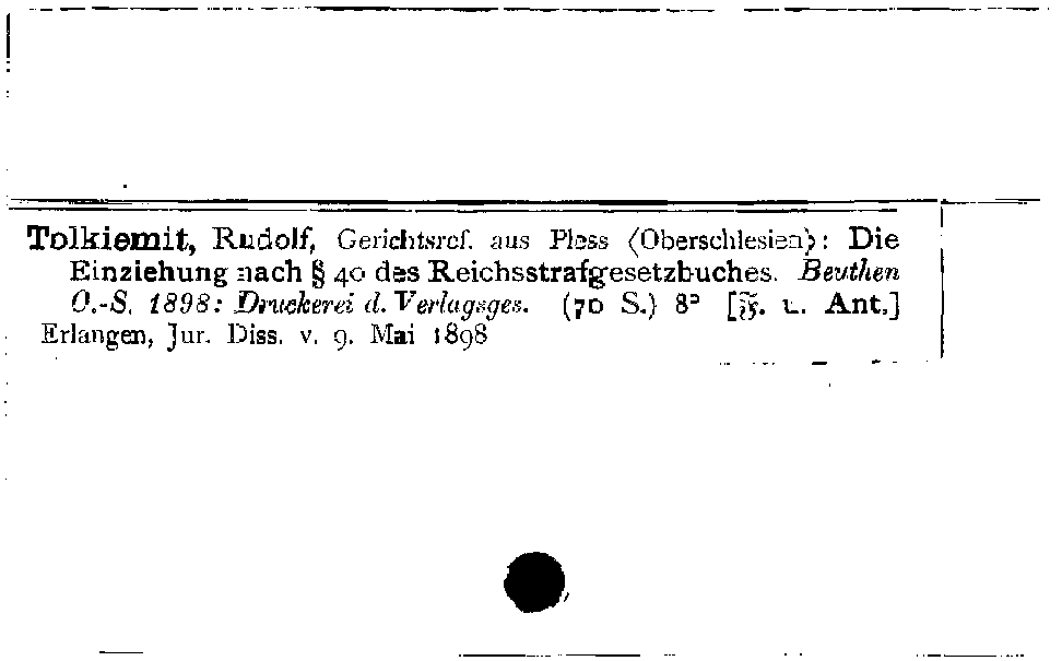 [Katalogkarte Dissertationenkatalog bis 1980]