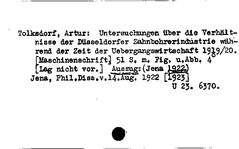 [Katalogkarte Dissertationenkatalog bis 1980]