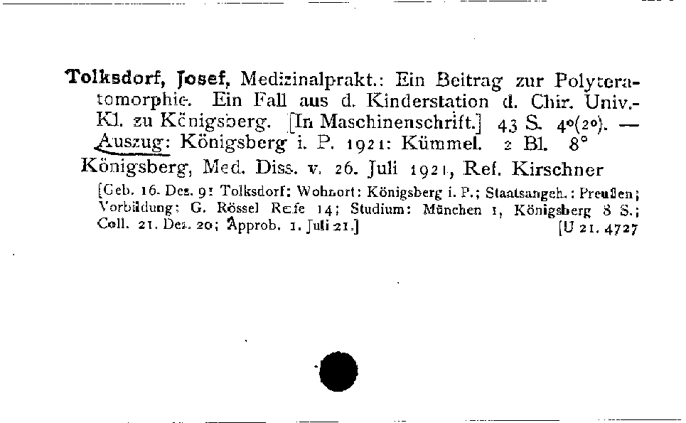 [Katalogkarte Dissertationenkatalog bis 1980]