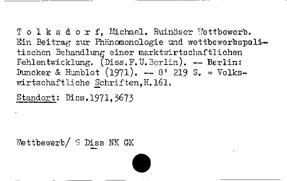 [Katalogkarte Dissertationenkatalog bis 1980]