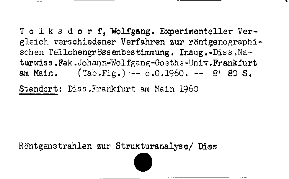 [Katalogkarte Dissertationenkatalog bis 1980]