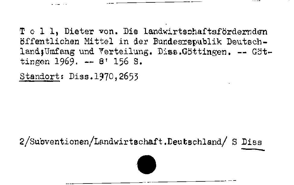 [Katalogkarte Dissertationenkatalog bis 1980]