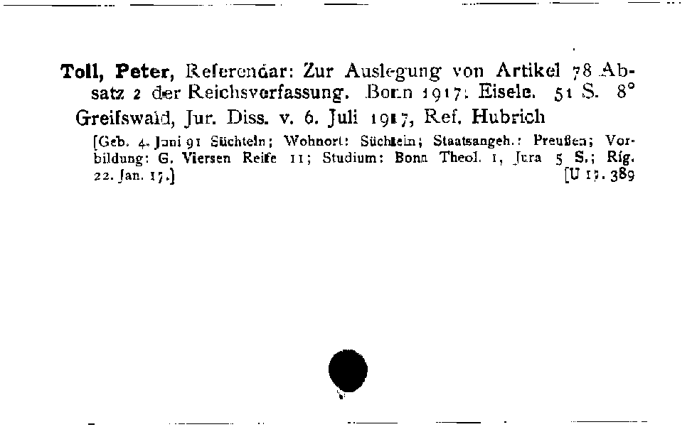 [Katalogkarte Dissertationenkatalog bis 1980]