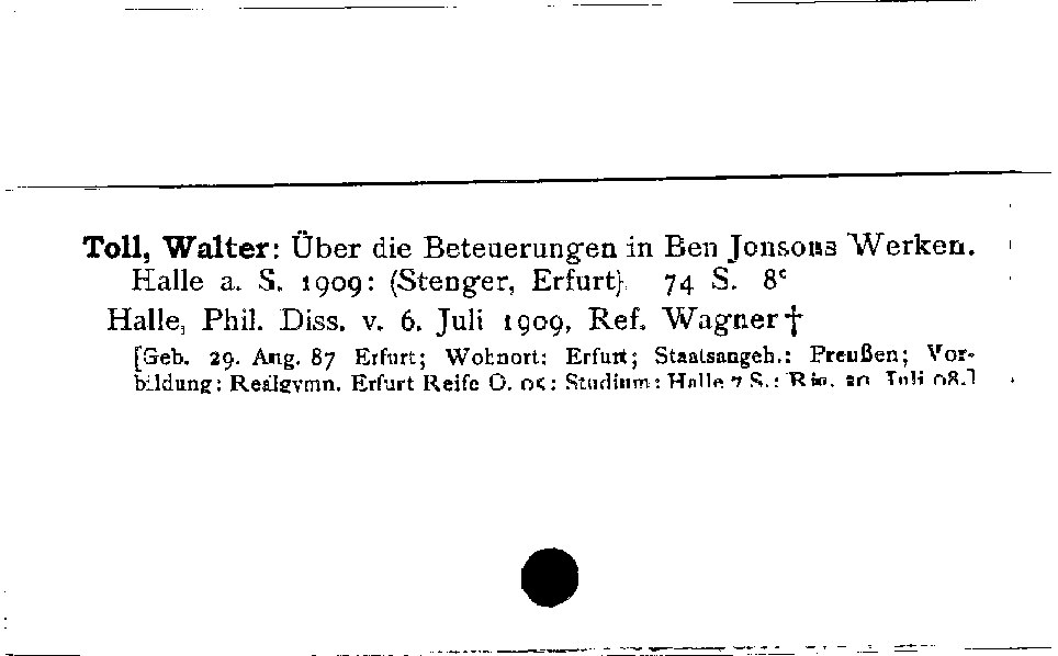 [Katalogkarte Dissertationenkatalog bis 1980]