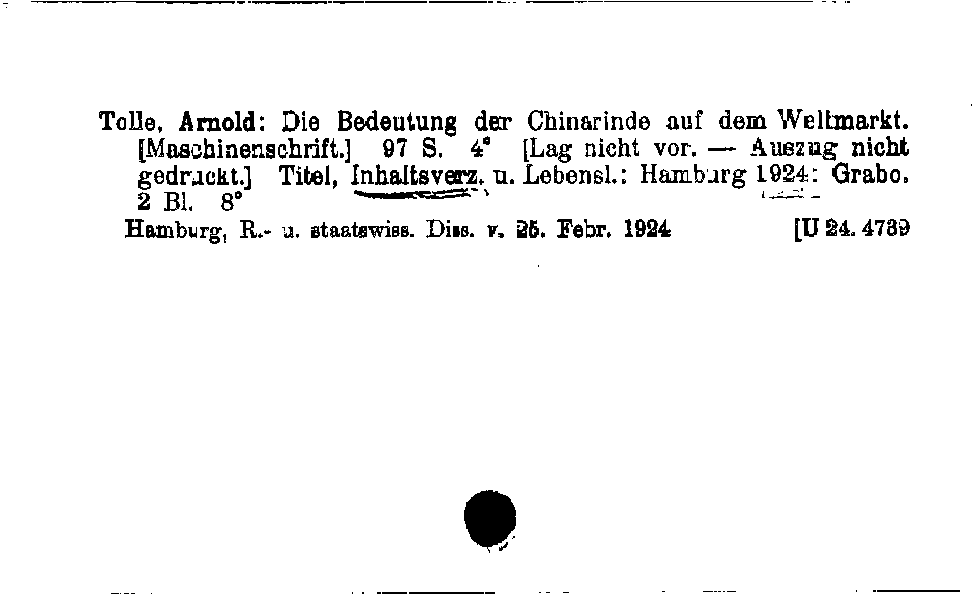 [Katalogkarte Dissertationenkatalog bis 1980]