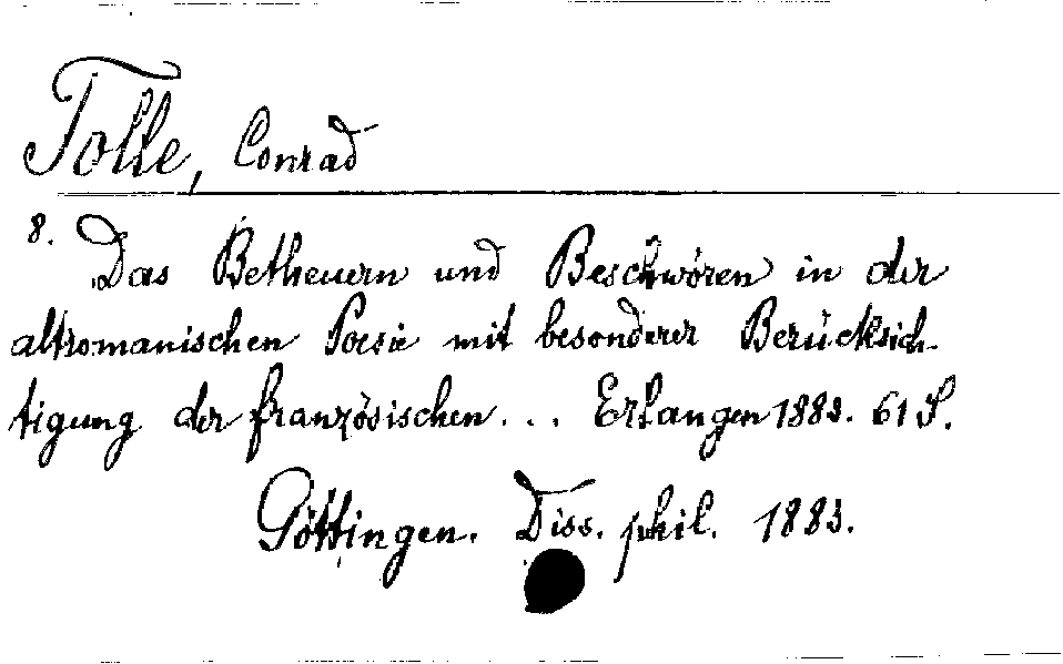 [Katalogkarte Dissertationenkatalog bis 1980]