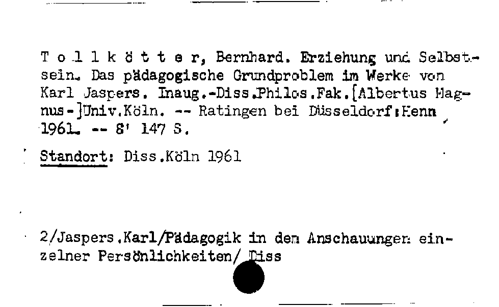 [Katalogkarte Dissertationenkatalog bis 1980]