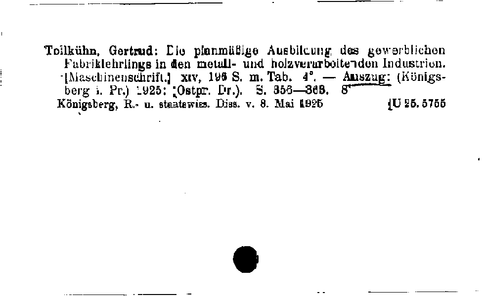 [Katalogkarte Dissertationenkatalog bis 1980]