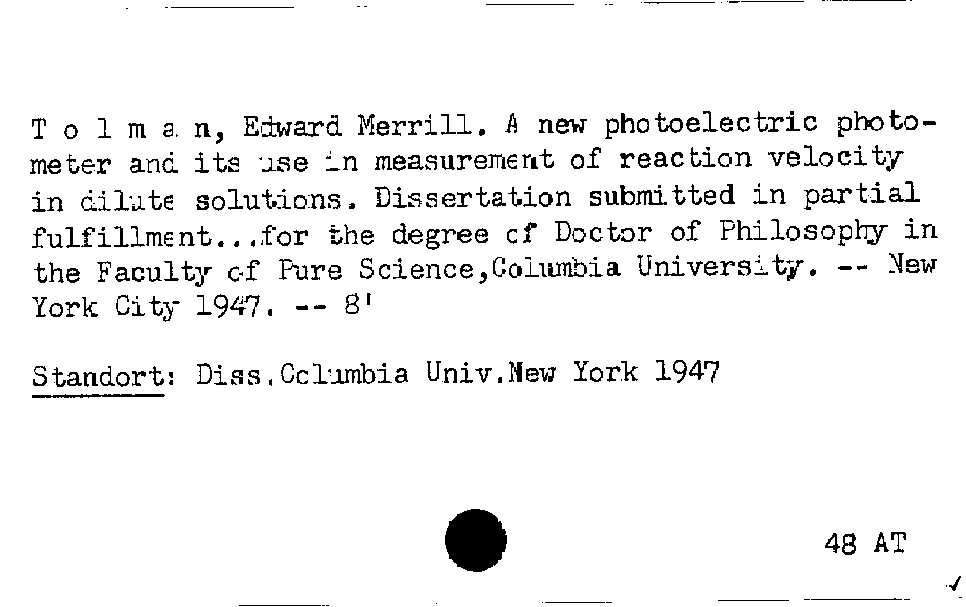 [Katalogkarte Dissertationenkatalog bis 1980]