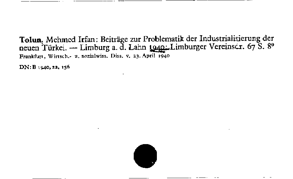 [Katalogkarte Dissertationenkatalog bis 1980]