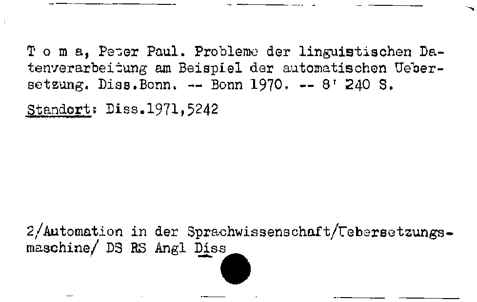 [Katalogkarte Dissertationenkatalog bis 1980]