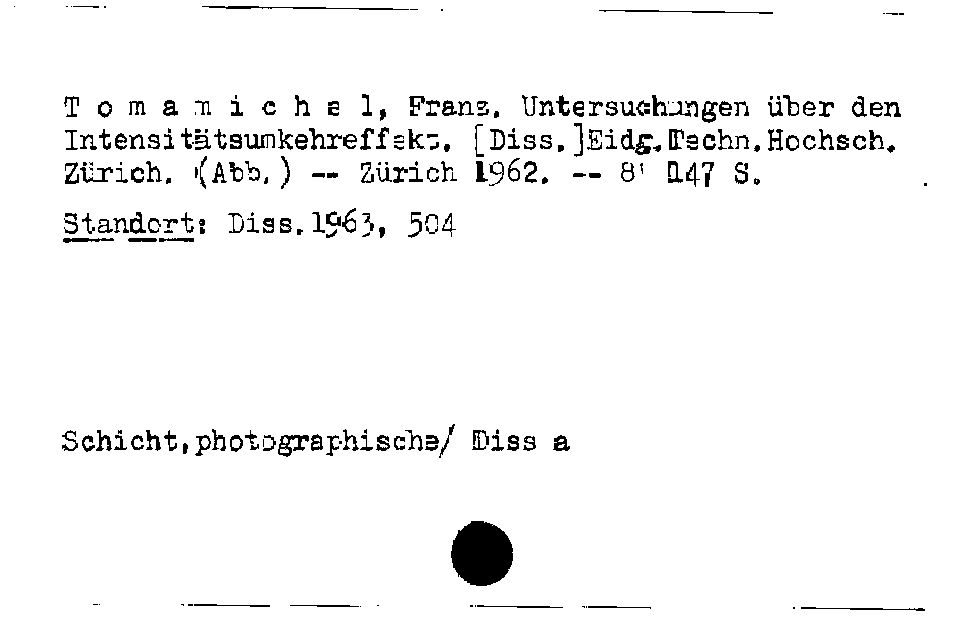 [Katalogkarte Dissertationenkatalog bis 1980]