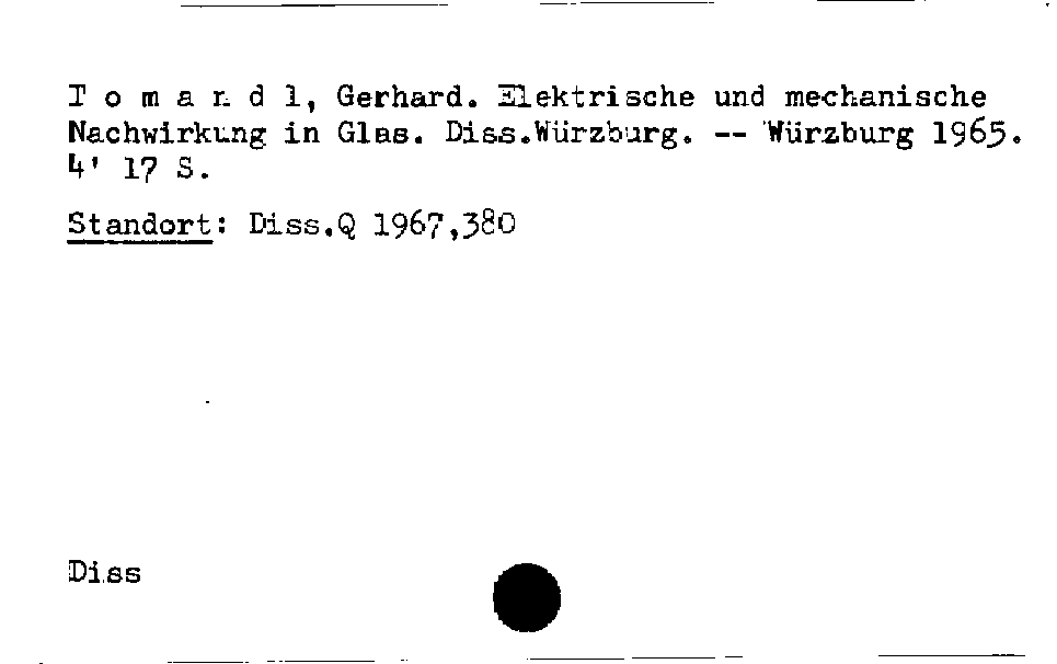 [Katalogkarte Dissertationenkatalog bis 1980]