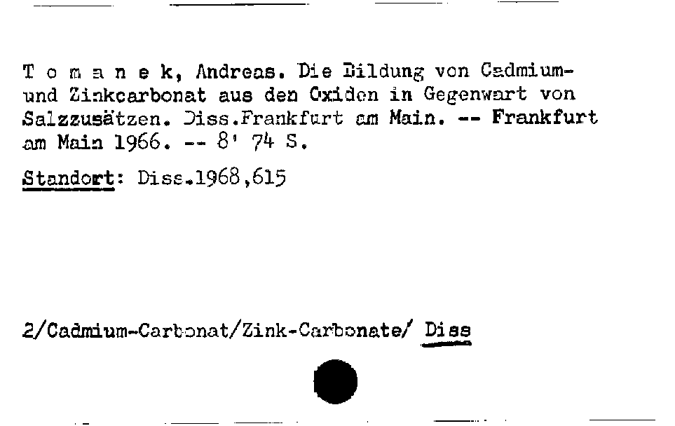 [Katalogkarte Dissertationenkatalog bis 1980]