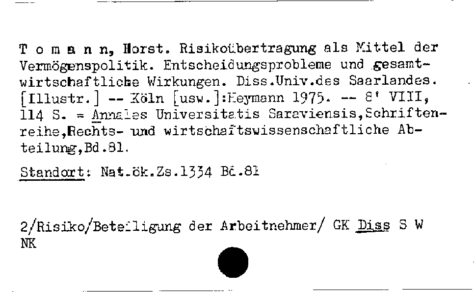 [Katalogkarte Dissertationenkatalog bis 1980]