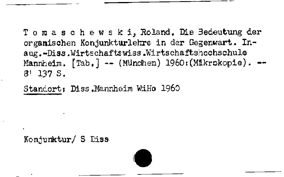 [Katalogkarte Dissertationenkatalog bis 1980]