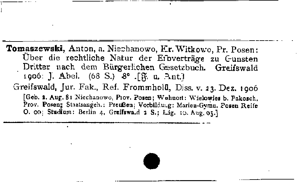 [Katalogkarte Dissertationenkatalog bis 1980]