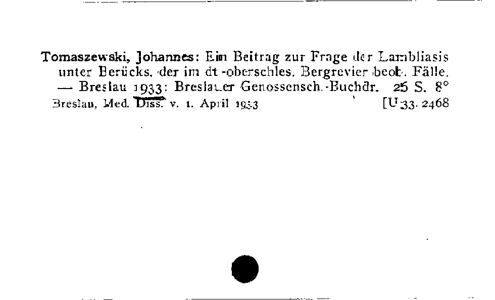 [Katalogkarte Dissertationenkatalog bis 1980]