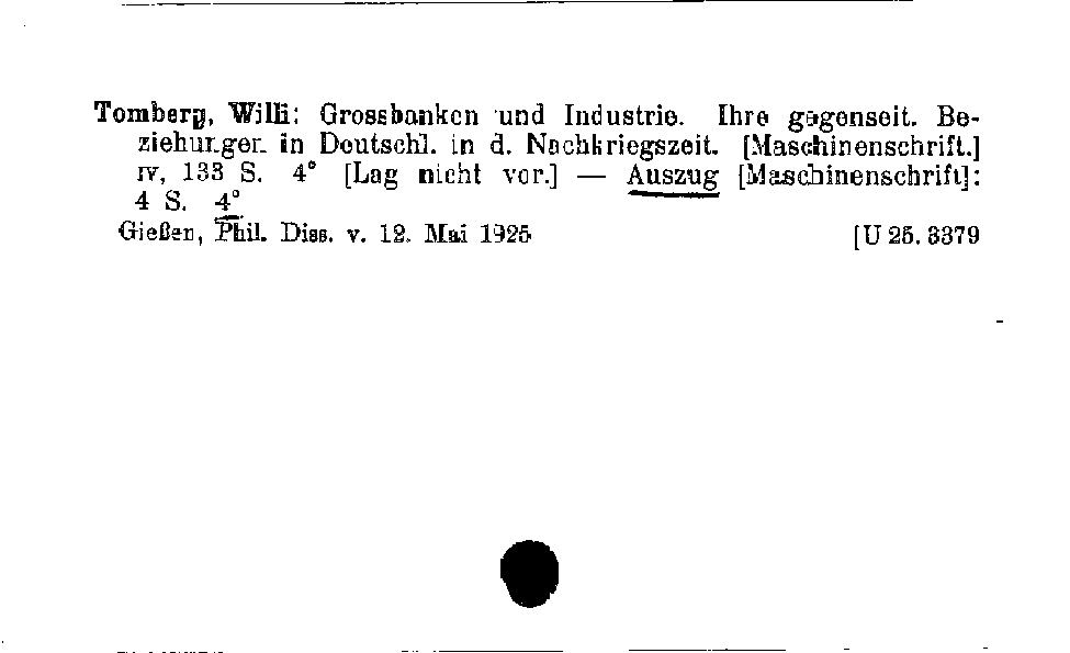 [Katalogkarte Dissertationenkatalog bis 1980]