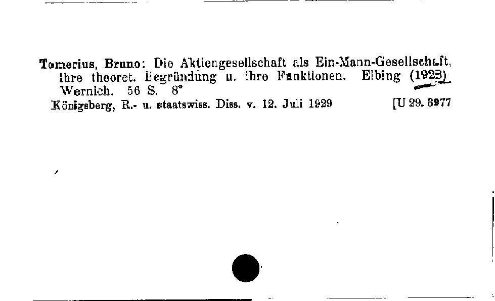 [Katalogkarte Dissertationenkatalog bis 1980]