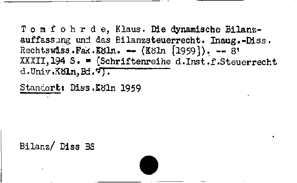 [Katalogkarte Dissertationenkatalog bis 1980]