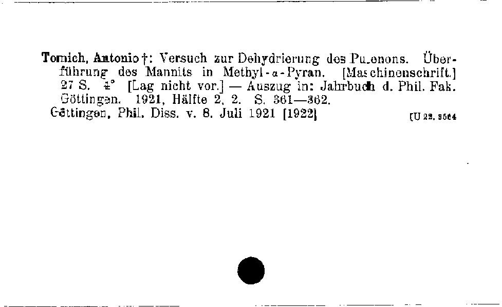 [Katalogkarte Dissertationenkatalog bis 1980]