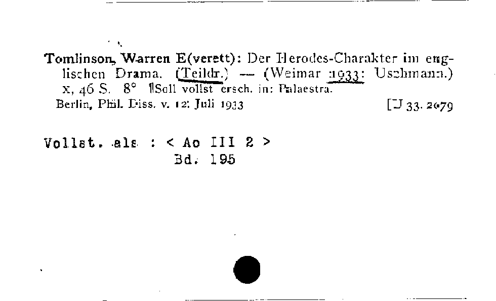 [Katalogkarte Dissertationenkatalog bis 1980]