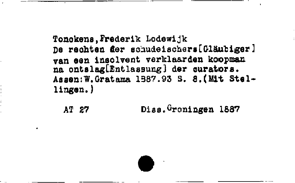 [Katalogkarte Dissertationenkatalog bis 1980]