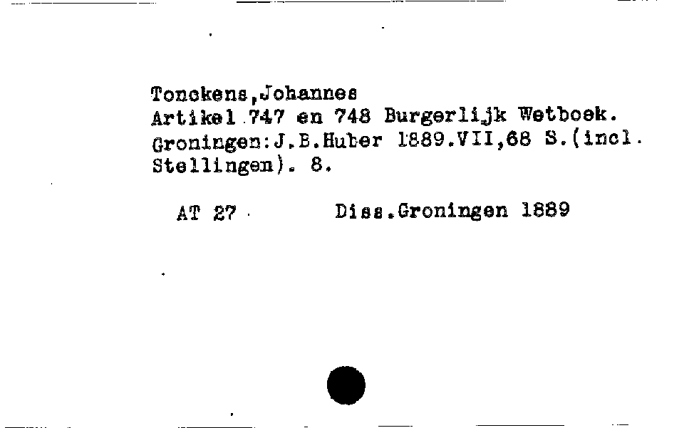 [Katalogkarte Dissertationenkatalog bis 1980]