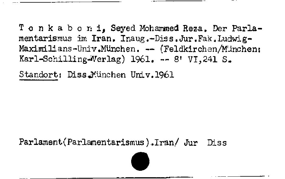 [Katalogkarte Dissertationenkatalog bis 1980]