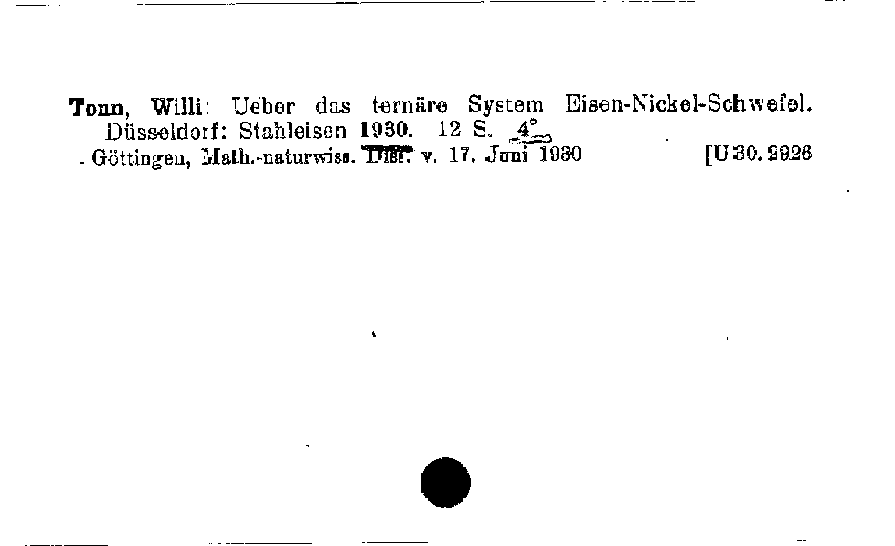 [Katalogkarte Dissertationenkatalog bis 1980]