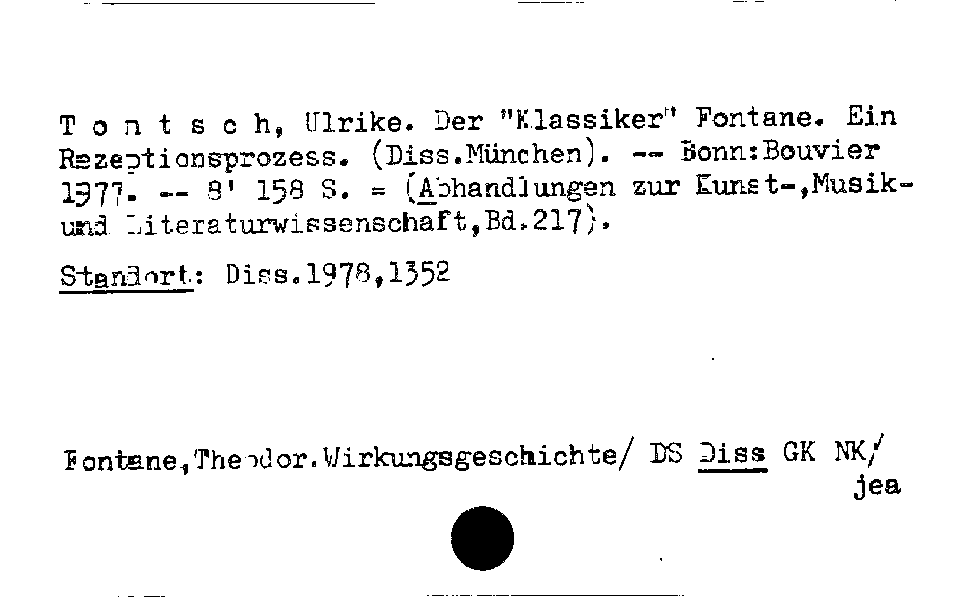 [Katalogkarte Dissertationenkatalog bis 1980]