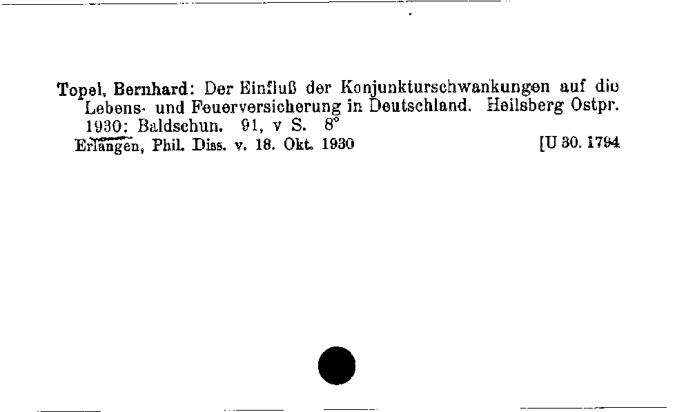 [Katalogkarte Dissertationenkatalog bis 1980]