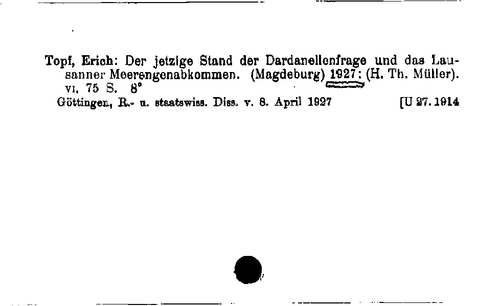 [Katalogkarte Dissertationenkatalog bis 1980]