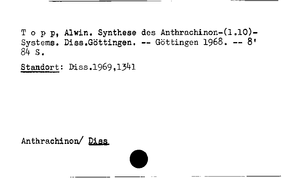 [Katalogkarte Dissertationenkatalog bis 1980]