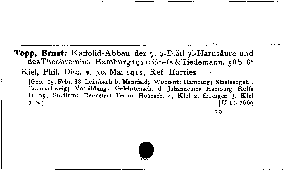 [Katalogkarte Dissertationenkatalog bis 1980]