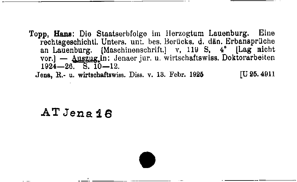 [Katalogkarte Dissertationenkatalog bis 1980]