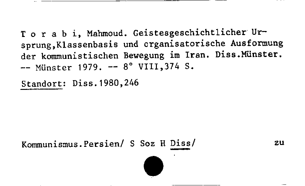 [Katalogkarte Dissertationenkatalog bis 1980]