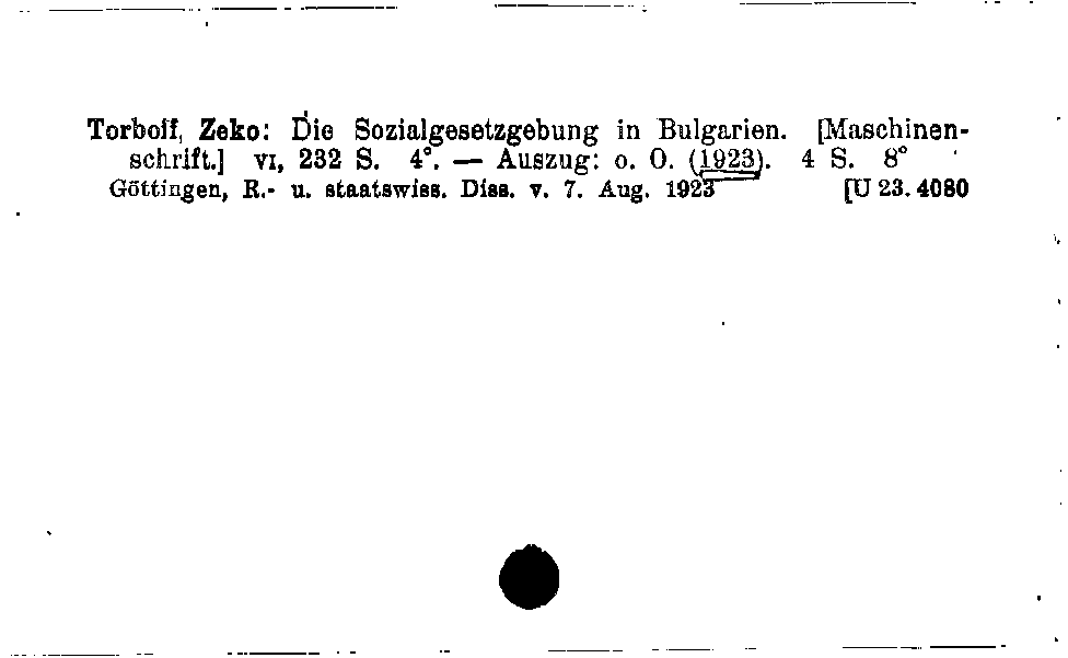 [Katalogkarte Dissertationenkatalog bis 1980]