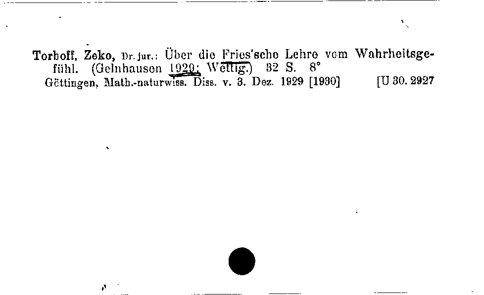 [Katalogkarte Dissertationenkatalog bis 1980]