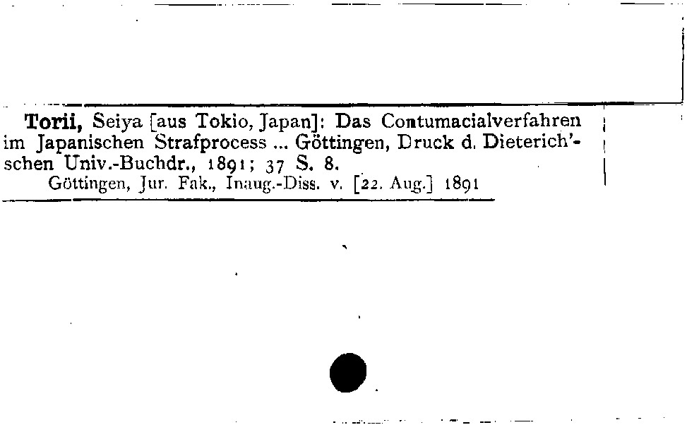 [Katalogkarte Dissertationenkatalog bis 1980]