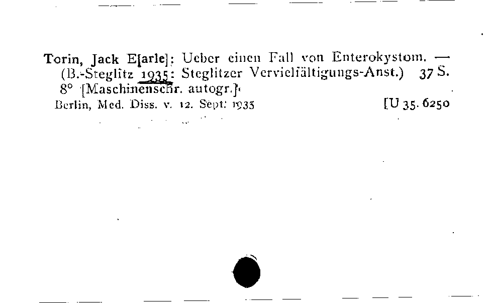 [Katalogkarte Dissertationenkatalog bis 1980]