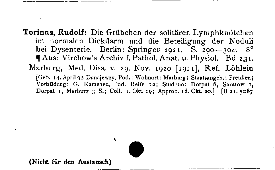 [Katalogkarte Dissertationenkatalog bis 1980]