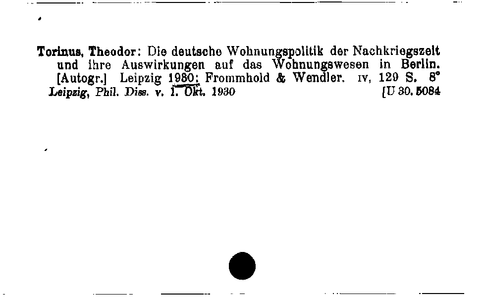 [Katalogkarte Dissertationenkatalog bis 1980]