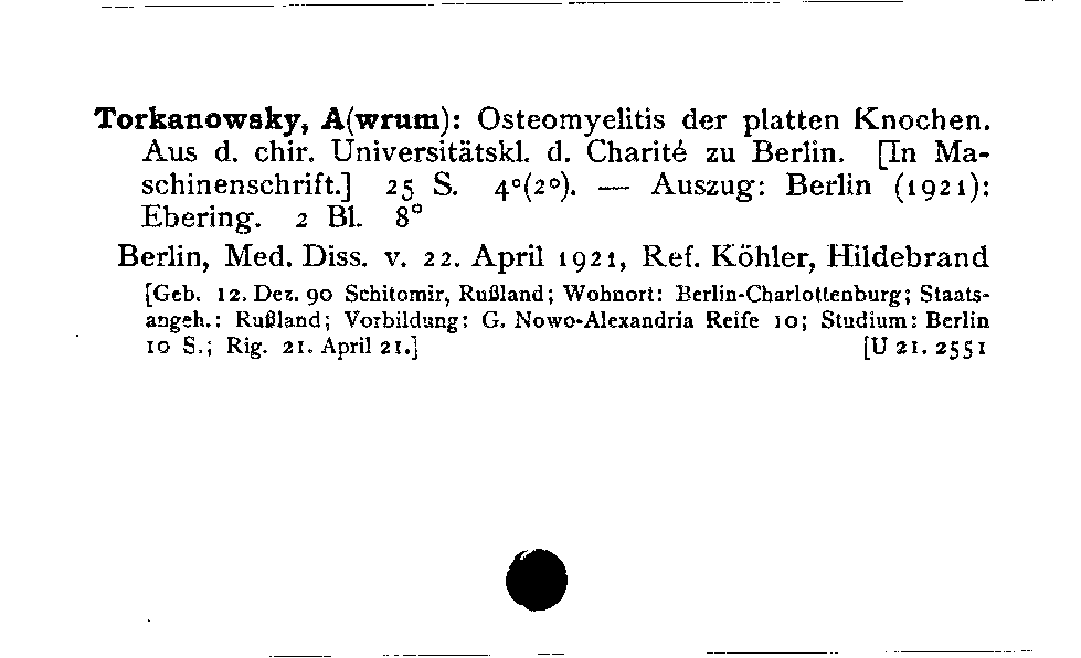 [Katalogkarte Dissertationenkatalog bis 1980]