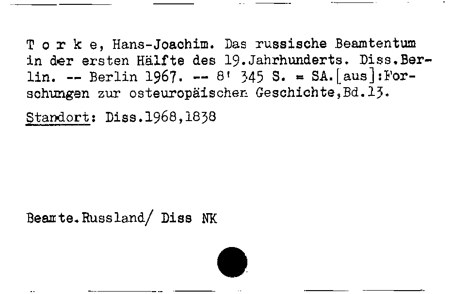 [Katalogkarte Dissertationenkatalog bis 1980]